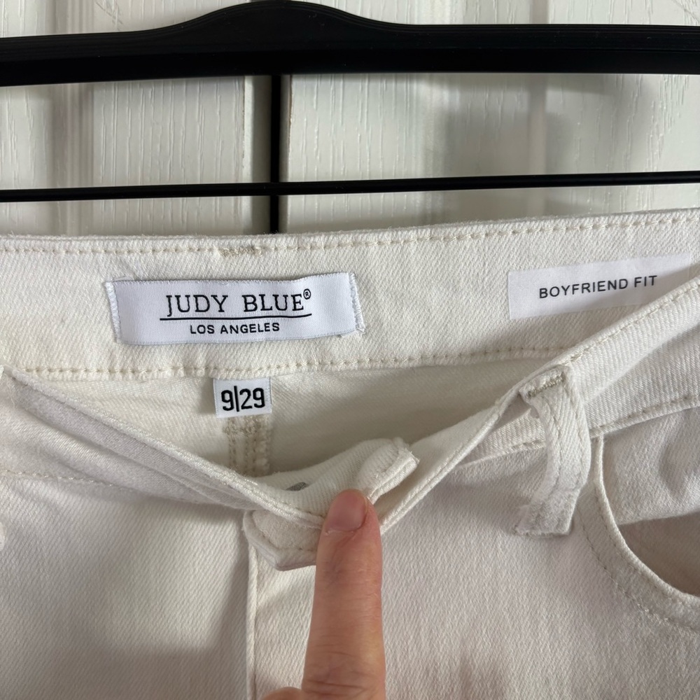 Judy Blue White Double Cuff Boyfriend Jeans Size 29, High Rise Comfort Stretch - Picture 8 of 16